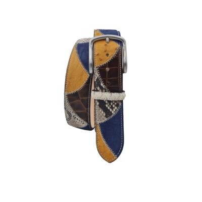 Ceinture cm en autruche et python boucle sans nickel -Couleurs