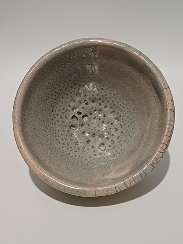 bol à thé chawan grès porcelaine raku émaillé rose, gris, noir céramique vintage - Imagen 9 de 16