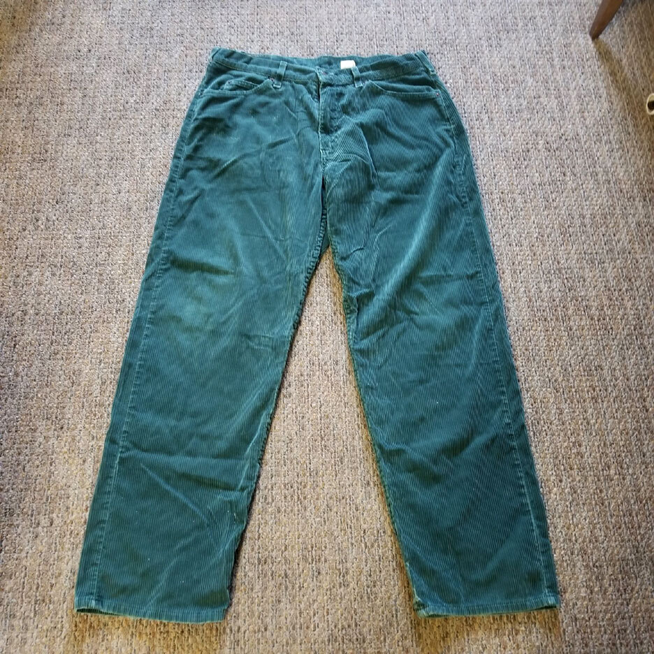 パンツ 80s levi's 519 Corduroy Mos-green Vintage 80s Levis 519 Green Corduroy Jeans Mens Size 38x30