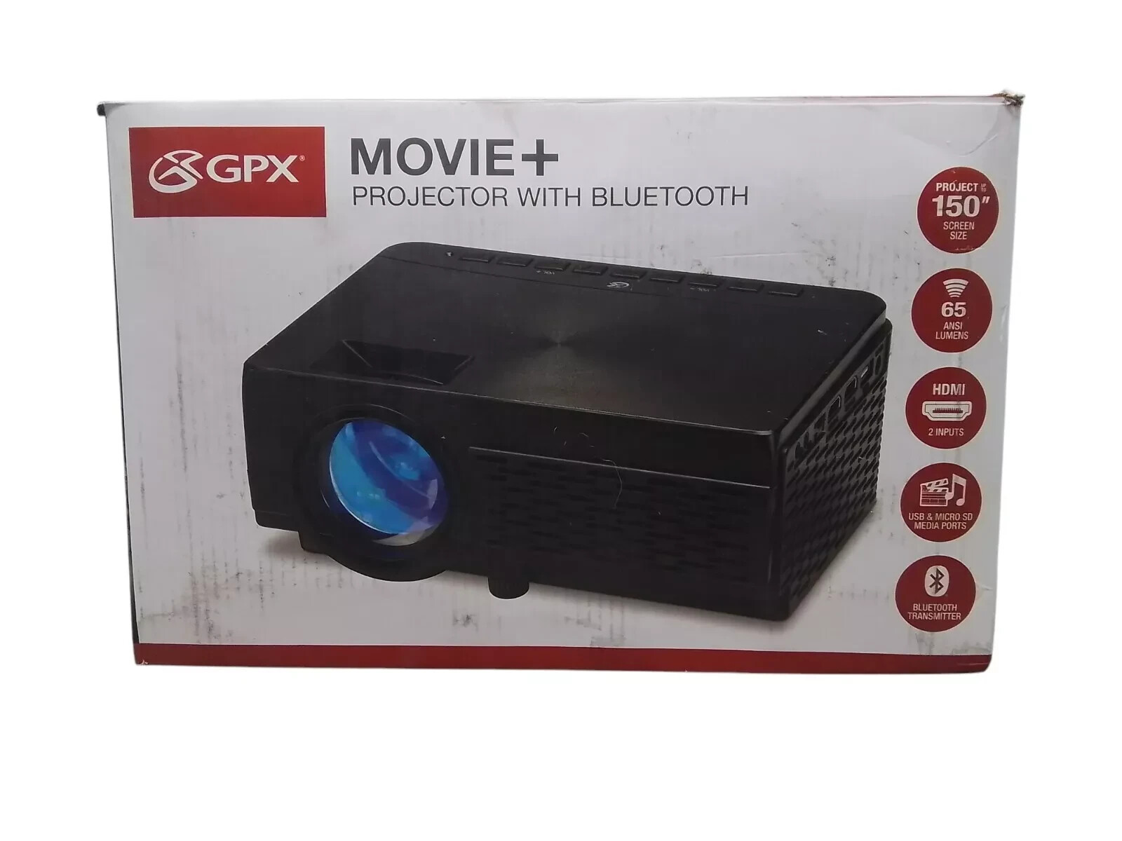 GPX PJ300B 800 x 480 Mini Projector with Bluetooth and 2000 Lumens