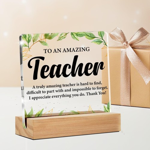 Teacher Appreciation Gift Clear Acrylic Desk Sign 4x4 Office Home Decor - Picture 3 of 4