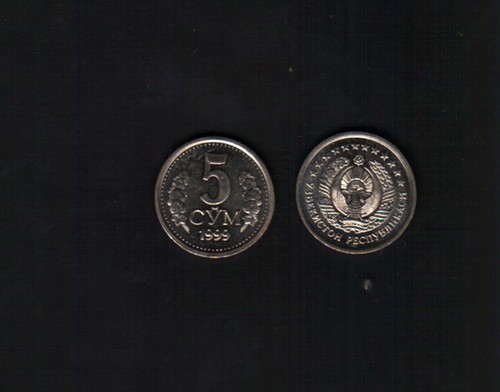 Uzbekistan 5 SOM KM-9 1999 Coat of Arms UNC x 1 Pieces World Currency Uzbek Coin - Picture 4 of 4