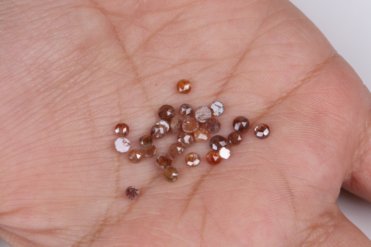10 Diamants Naturels Ronds Rouge 2,50mm - Cabochon Plat Pour Création Bijoux - Neuf