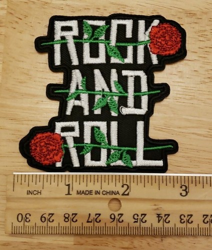 Patch Rock And Roll con Rose Fascia da Cucire Ferro Giacca in Metallo Ricamata 3" 0243 - Foto 3 di 4