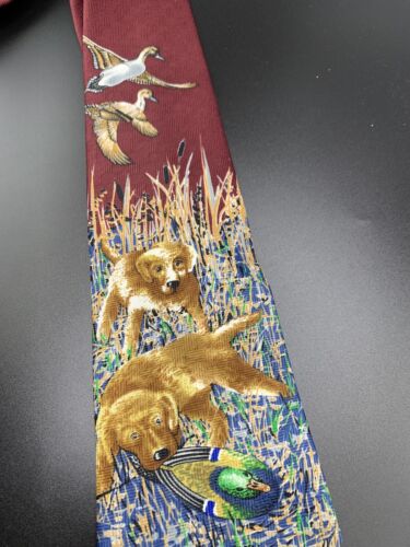 Vtg Wembley Tie Mallard Ducks Maroon And Gold Sportsman Hunting - Picture 2 of 6