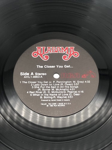 Alabama – The Closer You Get... LP 1983 RCA – AHL1-4663 - Picture 8 of 10