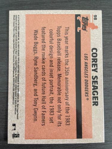 2018 Topps Silver Pack Corey Seager #98 1983 Topps Design Chrome Refractor - Picture 2 of 2