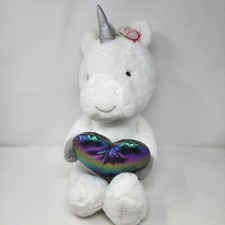 Destination Holiday White Unicorn Plush Heart Stuffed Animal Tags Soft Toy