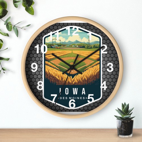 State Of Iowa Skyline Art Wanduhr komplett Holz 3D Rahmen atemberaubendes Kunstwerk - Bild 4 von 19