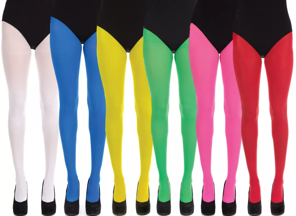 Ladies Womens Coloured Fashion Opaque Tights Pantyhose 6 Bright Solid Colors