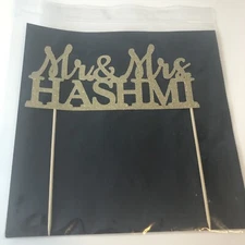 Used Mr. and & Mrs. Hashmi Cake Topper Sparkle Gold Wedding Party Anniversary