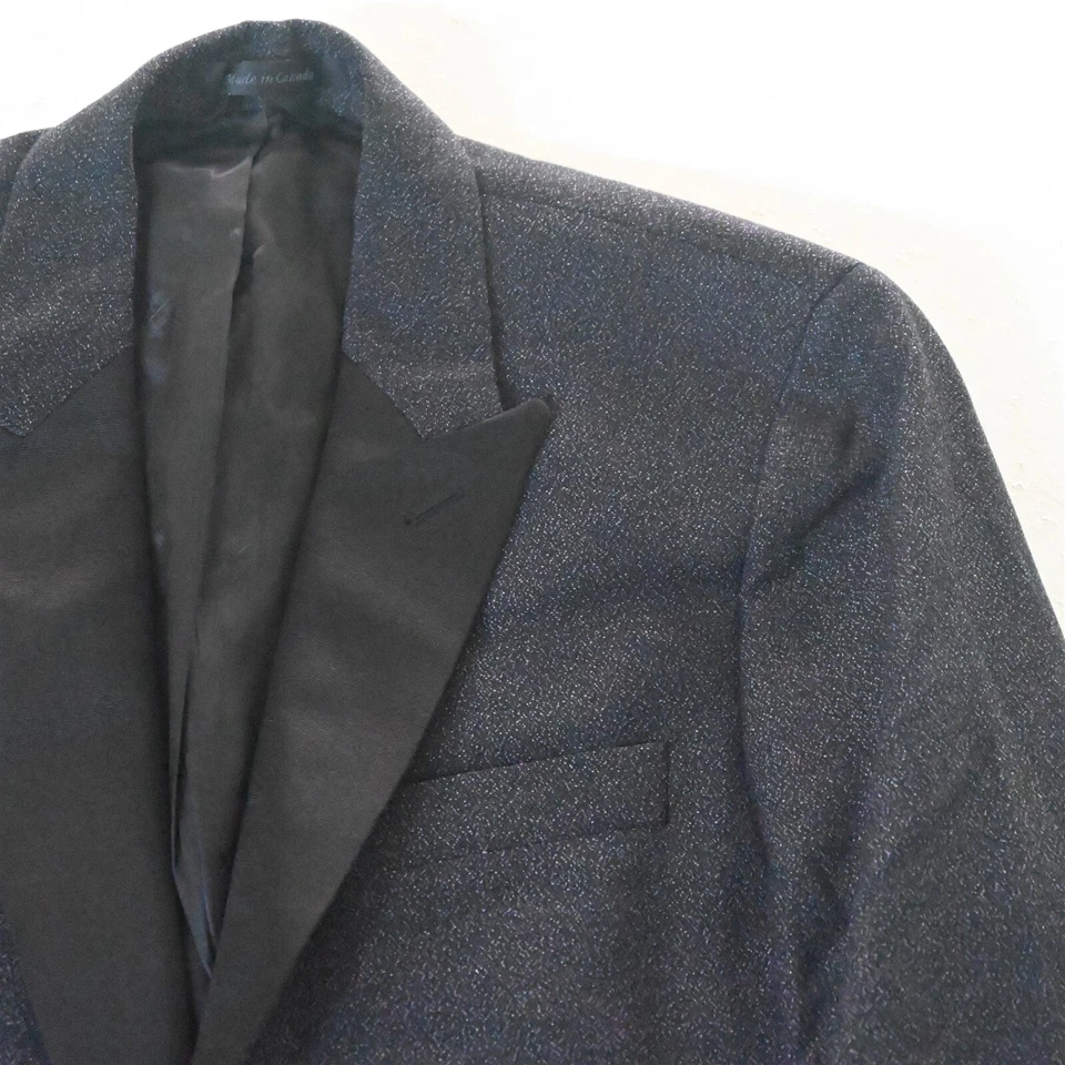 Ryan Seacrest 38S Black Slub Peak Mens Blazer Suit Jacket Sport Coat - Image 2 of 4