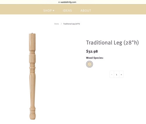 28" Traditional Pine Legs Waddell #2428 FULL CASE OF 4! - Picture 4 of 7