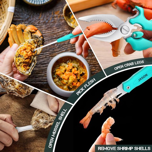 Elegant Seafood Opener Kit - Includes Crab Cracker, Shrimp Peeler, Oyster Knife - Picture 4 of 8
