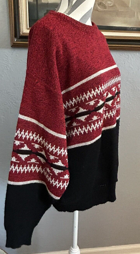Maglione Graphix Uomo XL Rosso Fair Isle Maglia Maglione Vintage anni 80-90 - Foto 3 di 8