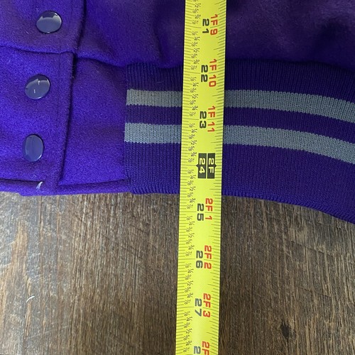 Holloway The Original Varsity Letterman Wool Jacket Zip Hood Purple Womens Large - Picture 12 of 12