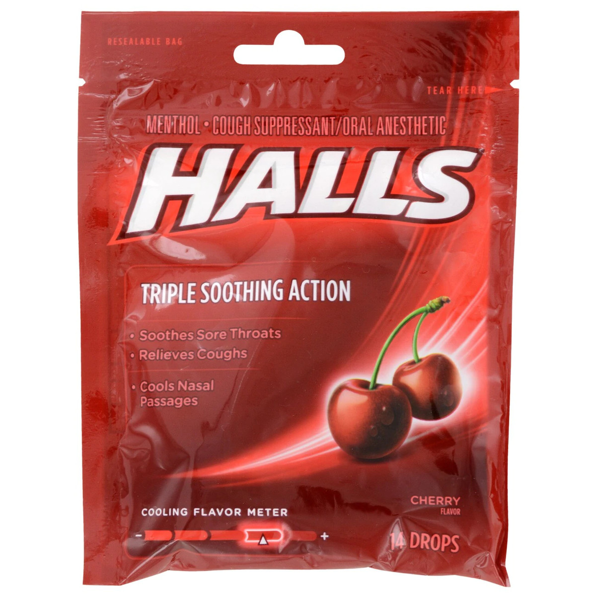 HALLS Relief Cherry Cough Drops, 30 Drops