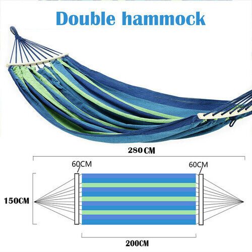 Double Hanging Hammock Outdoor Garden Travel Beach Swinging Bed Camping - Picture 5 of 13