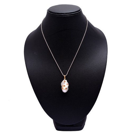 Tourmaline Baroque Pearl Pendant,Tourmaline Pendant,Pave Diamond Pendant,Pearl - Bild 4 von 4