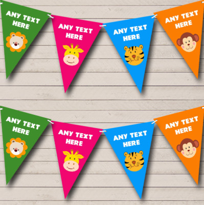 Party Banner Wimpel Tier Dschungel Löwe Tiger Affe Giraffe Kinder
