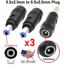 x3 Copper DC Power Connector 5.5mmx2.1mm Female to 5.5mmx2.5mm Male Adapter (C)