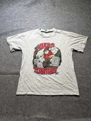 Vintage San Francisco 49ers Shirt Mens Medium Gray Single Stitch Territory NFL