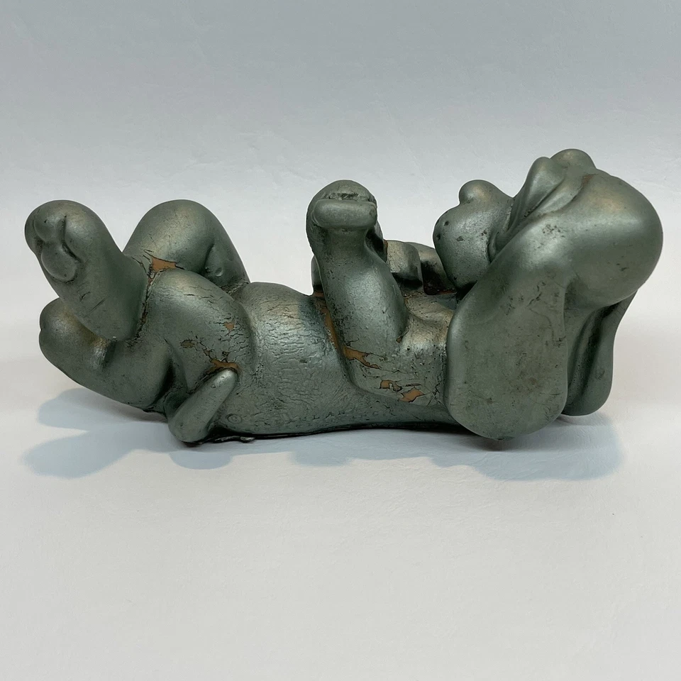 Antigo Dreamland Creation brinquedo de borracha aperto cachorro cão tocando guitarra funciona cinza - Imagem 4 de 4