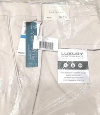 Perry Ellis Portfolio Very Slim Flex Stretch Grip Waist  Mens Pant 36x34 Biege