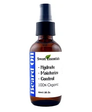 BEST Organic Premium Beard Oil | 2oz Glass Bottle With Pump | Fragrance Free 