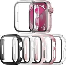Haojavo 5 Pack Case for 41mm Series 9/8/7, black/rosegold/clear/pink/white 