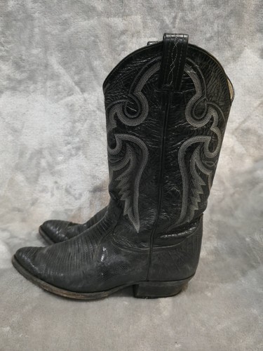 Tony Lama Snakeskin Boots Size 9 D Black Western Cowboy Southwestern Python - Picture 2 of 9