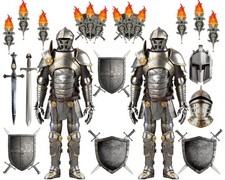 30 Pieces Medieval Party Decorations 6 Feet Jointed Suit Of Armor Knight Cut Out