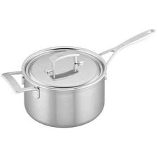 Demeyere Industry 5 Sauce pan with lid, 4.25 qt, 18/10 Stainless Steel