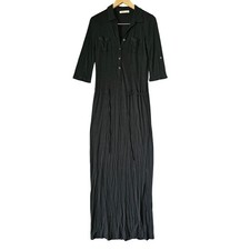 Old Navy Womens Extra Small XS Black Maxi Dress Button Up Shirt Dress