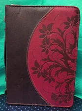 Christian Art Gifts FAITH Red Brown faux leather bible cover Carry case Medium