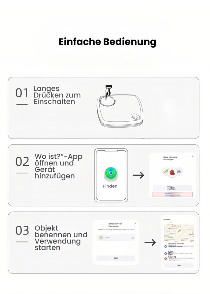 2 Stück Bluetooth Tracker Schlüssel Finder Auto Kind Hund iOS Kompatibel Wasserd - Bild 4 von 4