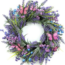 Lavender Wreaths for Front Door 18 Inch Spring Summer Wreath with Lavender,Be...