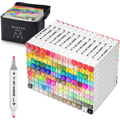 130 Colors Dual Tip Alcohol Markers, Sketch Markers Set for Kids Adults Artis...