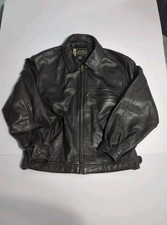 Vtg Eddie Bauer Legend Journeyman Black leather jacket mens S 90s grunge rugged