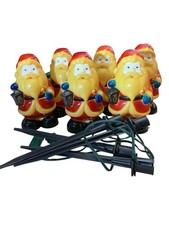 6 VTG Blow Mold Santas W Candy Cane Plastic Light Topper 8" w 4 Stakes