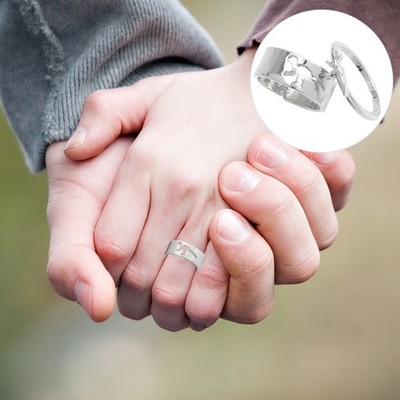2 passende Ringe mit Dinosaurier-Band für Paare, Verlobung, Hochzeit