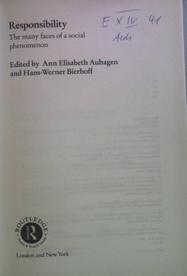 Responsibility: The Many Faces of a Social Phenomenon. Routledge Research Intern