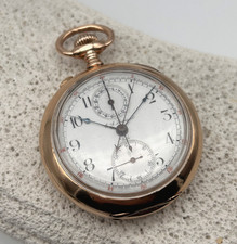 C.L. Guinand 14KRG Split Seconds Chronograph Rattrapante 30min Pocket Watch