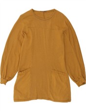 ZARA Womens Jumper Dress UK 10 Small Brown Cotton AB14