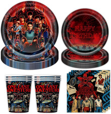 50Pcs Stranger 5 TV Party Tableware Sets, Movie Theme Birthday Decoration Suppli