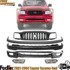 Front Bumper Primed Kit +Grille + Fog Lights LH & RH For 01-04 Toyota Tacoma 4WD