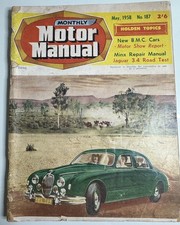 MOTOR MANUAL Monthly Car Magazine May  1958 No 187  - Holden Topics/Jaguar