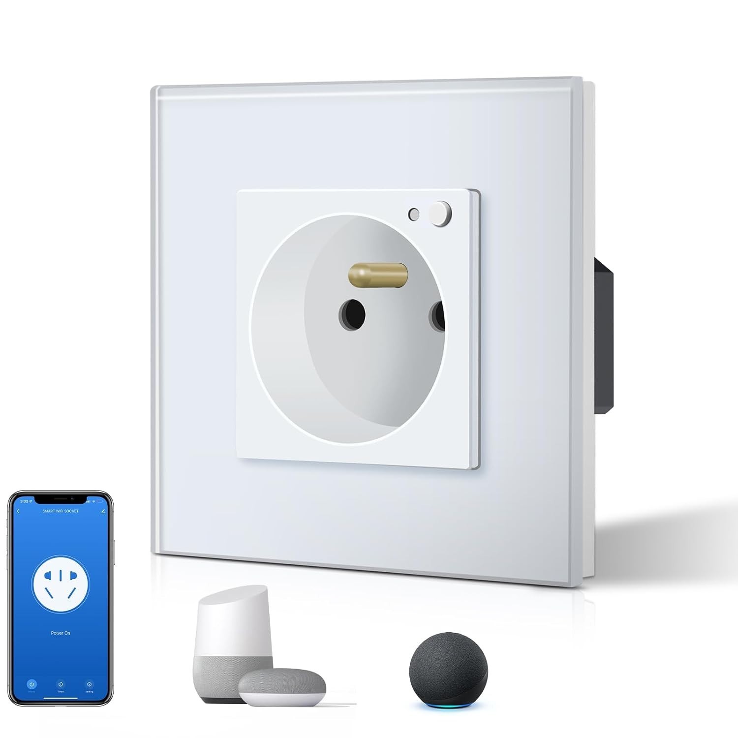 BSEED Prise Connectée Tactile pour Salon Moderne Compatible Google Assistant - 2