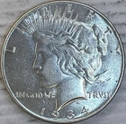 1934 Silver Peace Dollar Uncertified About Uncirculated Plus Plus Condition