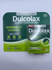 Laxative Tablets 5mg Bisacodyl USP Constipation Relief 200 Tablets Dulcolax